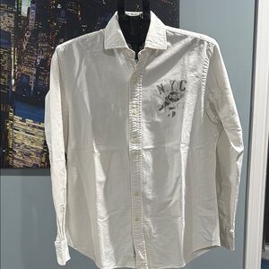 Men’s White Long-Sleeve Button-Down Shirt